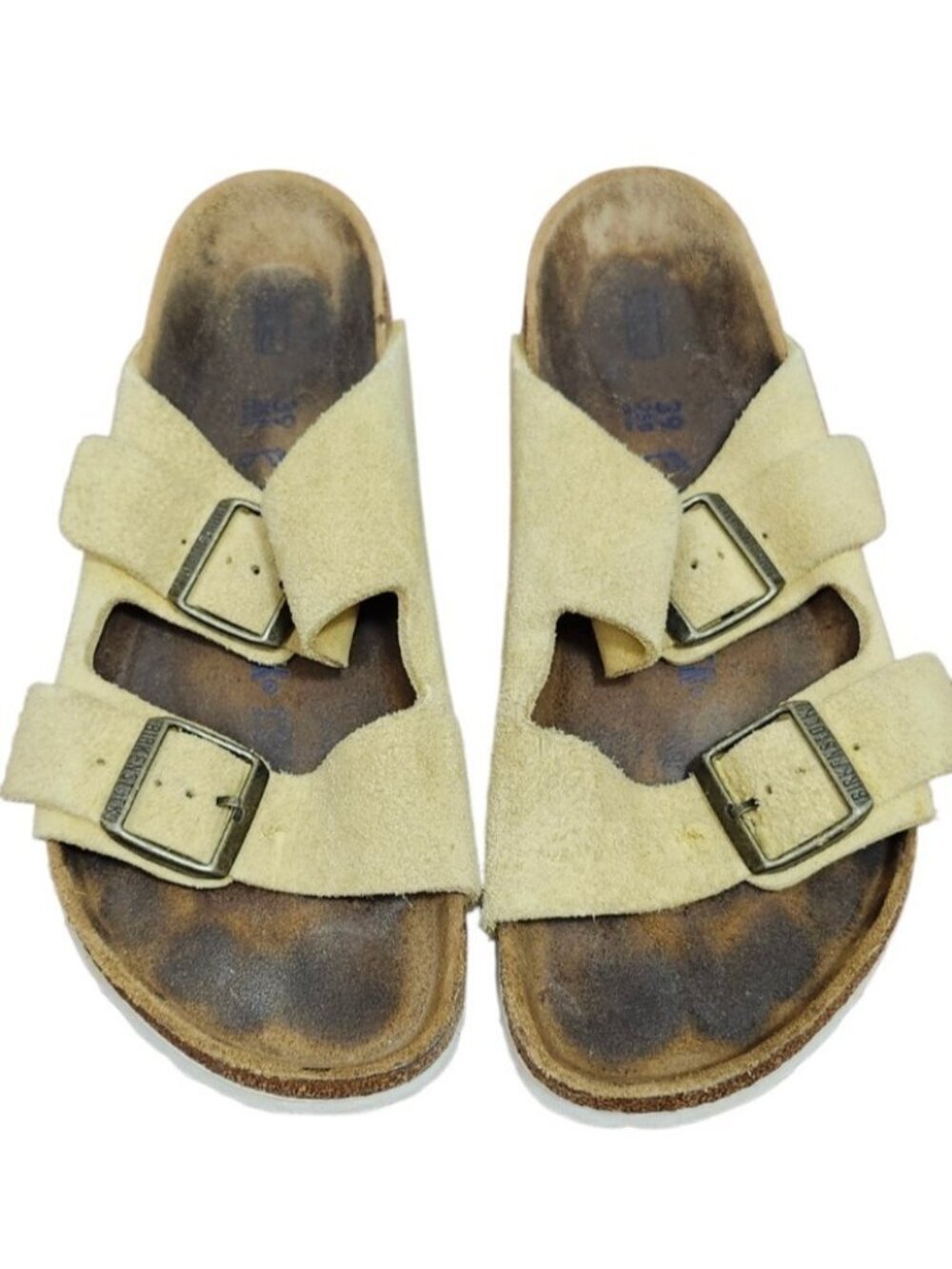Birkenstock Arizona Sandals EU 39 US 8 Beige Suede Leather Double Strap Comfort